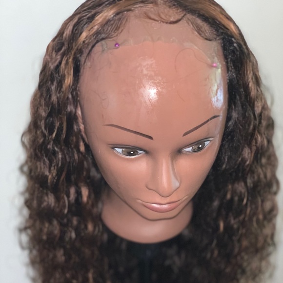 30 inch brown deep wave wig with highlights